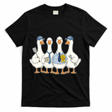 Cute Funny Father's Day Goose Group T-Shirt - Black