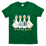 Cute Funny Father's Day Goose Group T-Shirt - Green