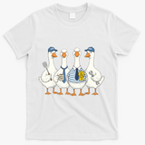 Cute Funny Father's Day Goose Group T-Shirt - White