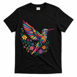 Cute Floral Humming Bird Animal Lover Spring T-Shirt - Black