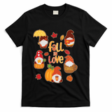 Cute Fall In Love Autumn Gnomes T-Shirt - Black