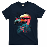 Cute Flamingo in Sunglasses Retro Vintage Funny Beach Summer T-Shirt - Navy