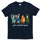 Cute Funny Just A Patriotic Goose Celebrate Fourth Of July T-Shirt - Navy