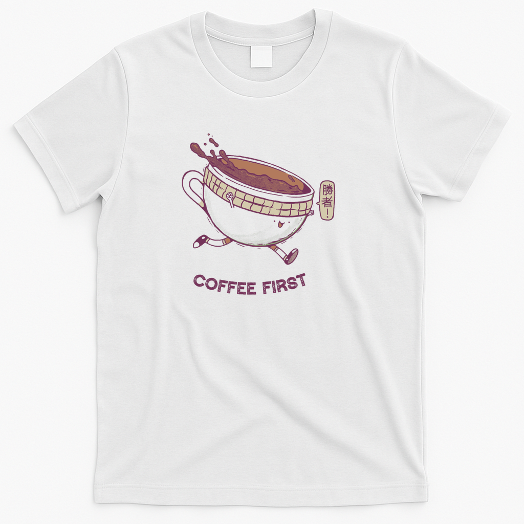 Coffee First Kawaii Mug by Tobe Fonseca - White