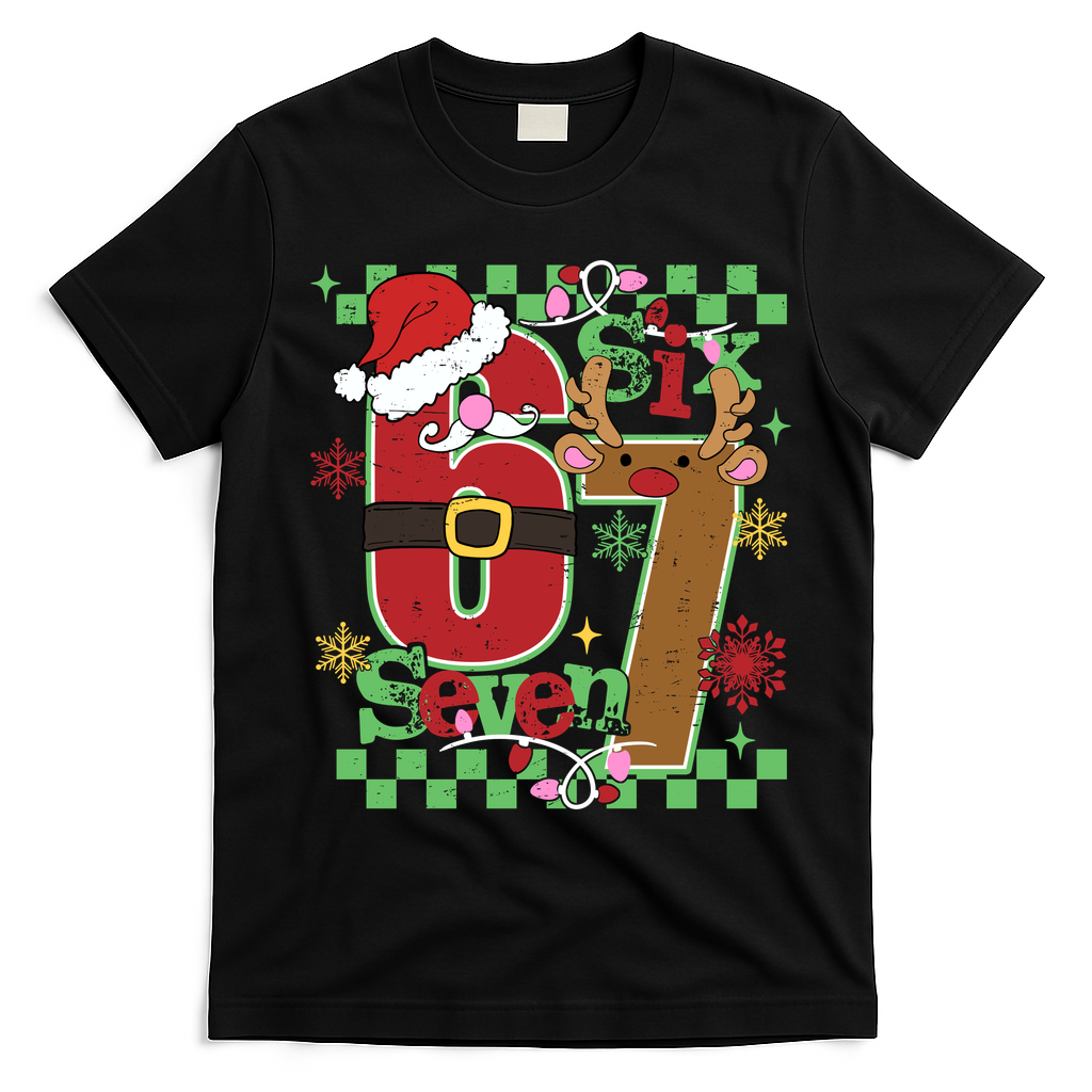 Christmas Funny Meme Six Seven 67 T-Shirt - Black