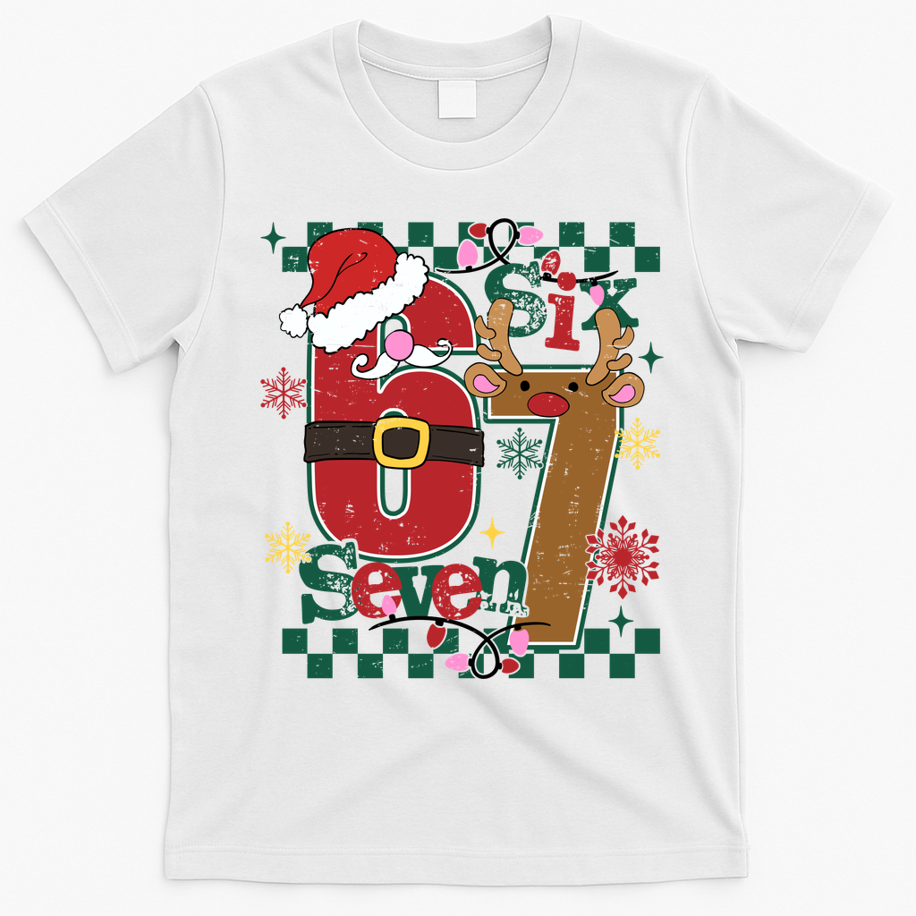 Christmas Funny Meme Six Seven 67 T-Shirt - White