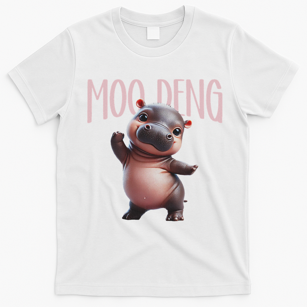 Cute Funny Moo Deng Baby Boo Deng Baby Hippo Zoo For Family T-Shirt - White
