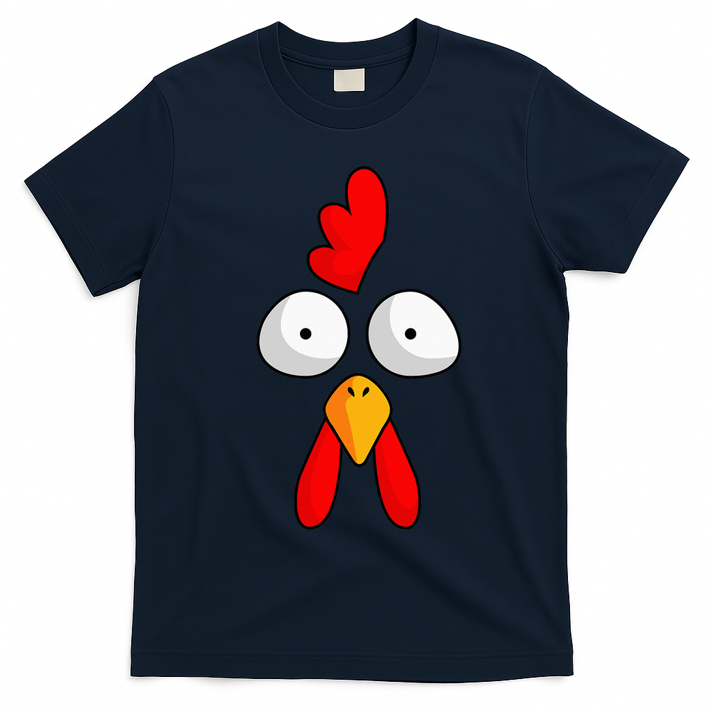 Chicken Face Rooster Halloween Costume Farm Poultry T-Shirt - Navy Blue