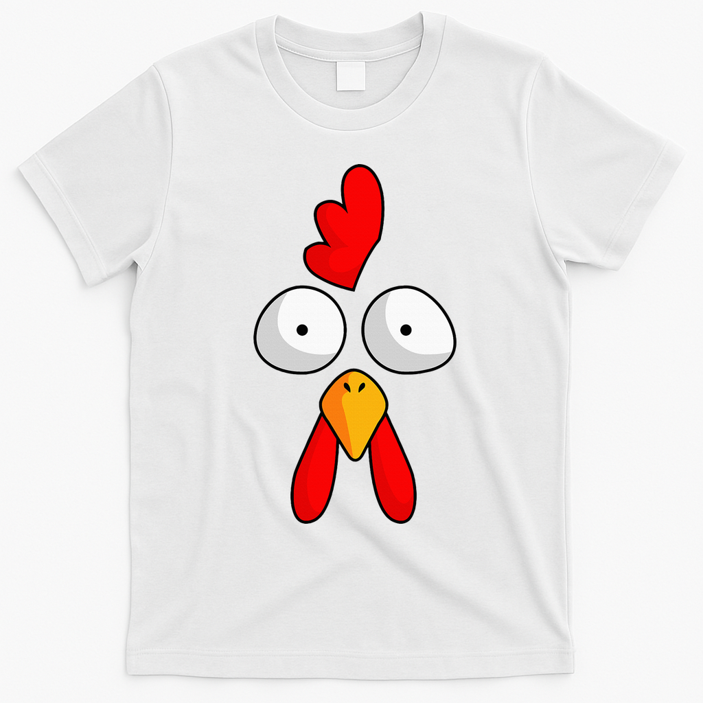 Chicken Face Rooster Halloween Costume Farm Poultry T-Shirt - White