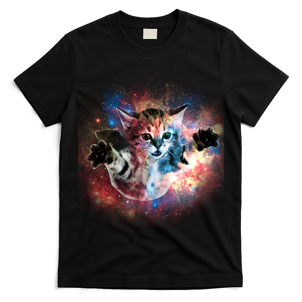 Funny Cat Floating In Space T-Shirt