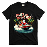 Christmas Funny Santa Boats And Ho Ho Hos T-Shirt - Black