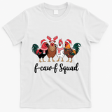 Christmas F-Caw-F Squad Funny Festive Chicken T-Shirt - White