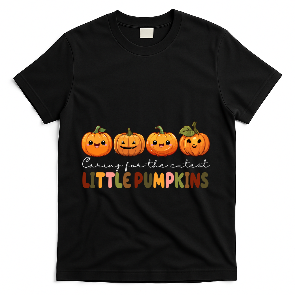 Caring For The Cutest Little Pumpkins T-Shirt - Black