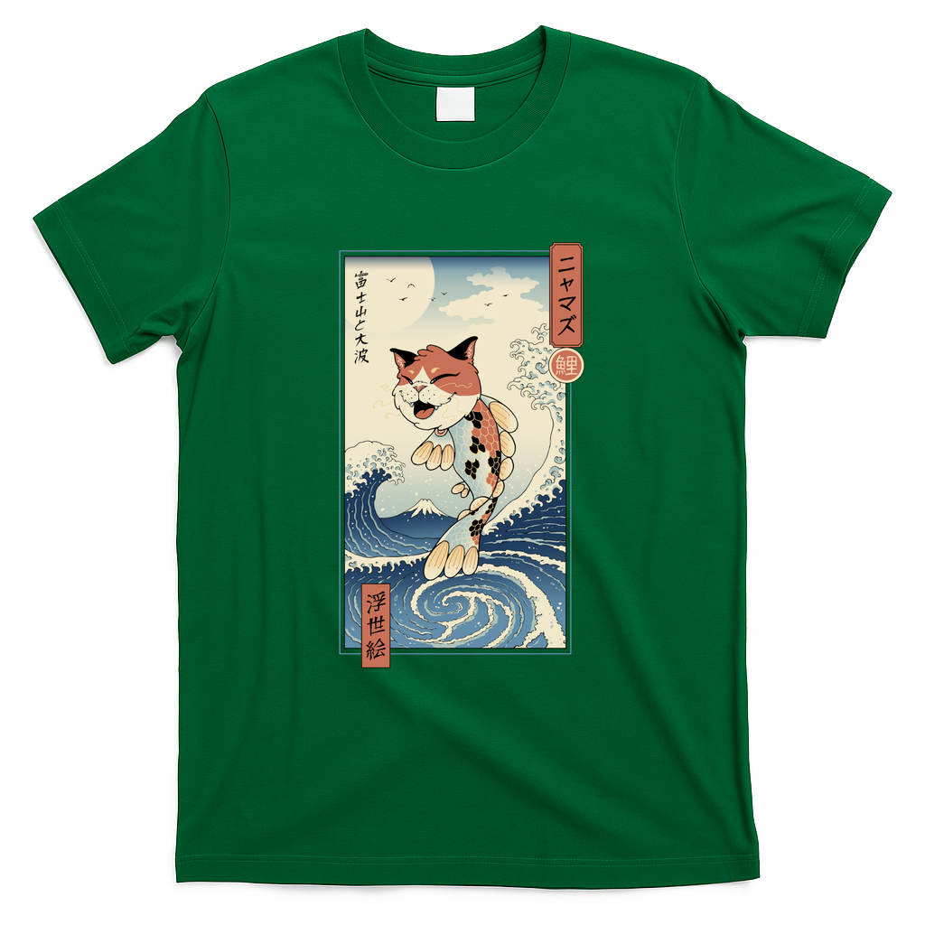 Cat Fish Ukiyo-e - Green