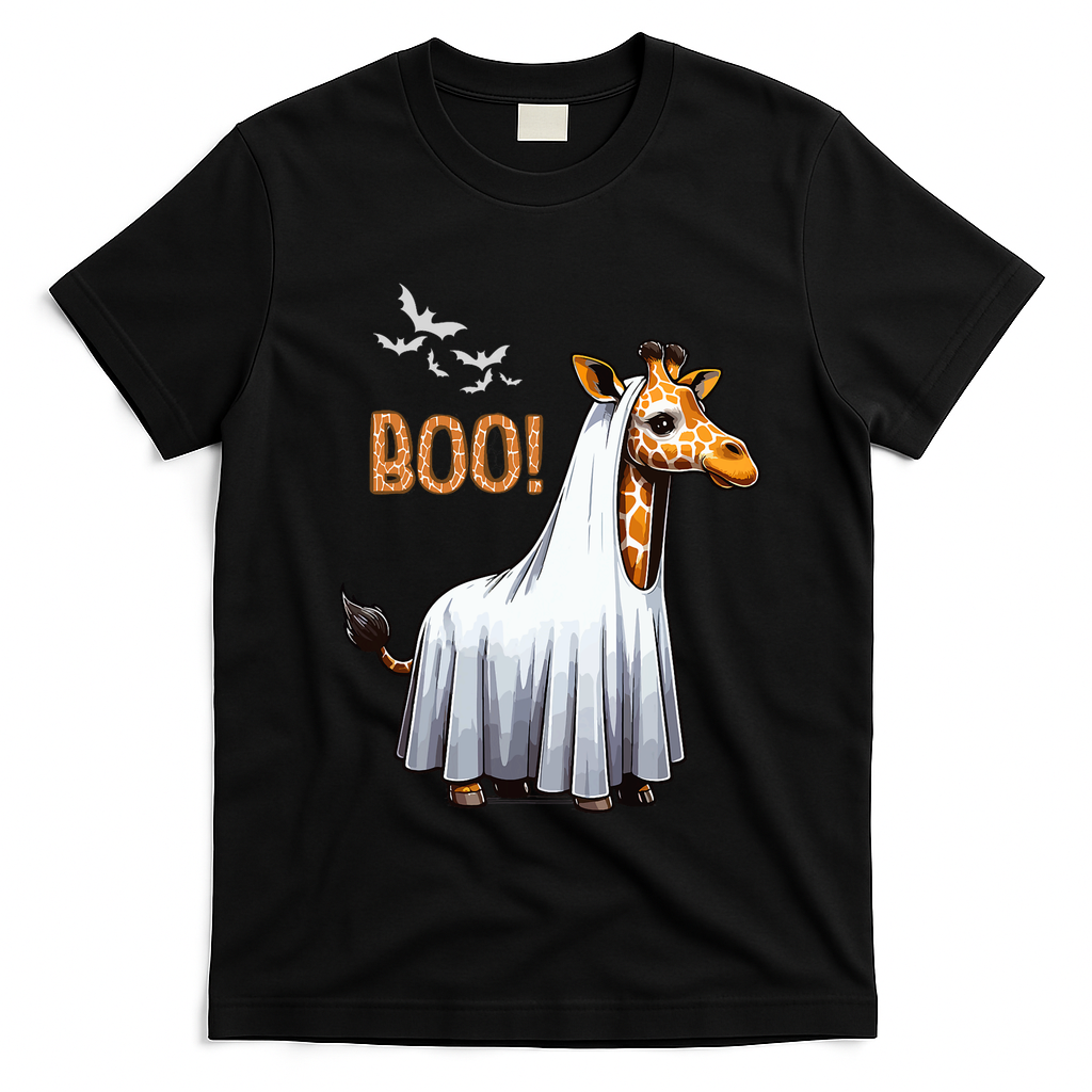 Cute Giraffe Boo Halloween Costume Zoo Lover T-Shirt - Black