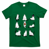 Cute Ghost Cat Funny Halloween Outfit Costumes Black Cat T-Shirt - Irish Green