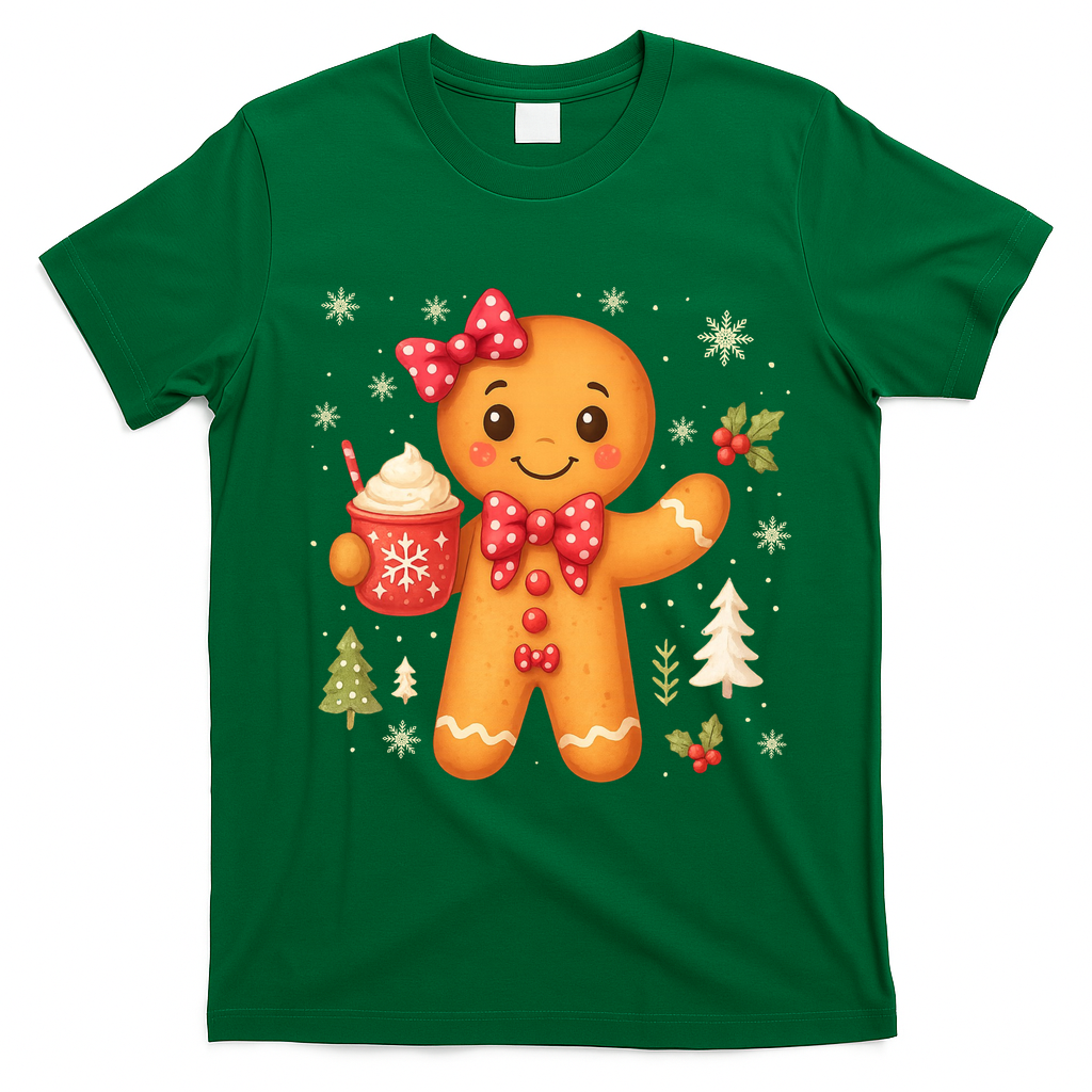 Cute Gingerbread Christmas Snow Cute Gifts T-Shirt - Irish Green