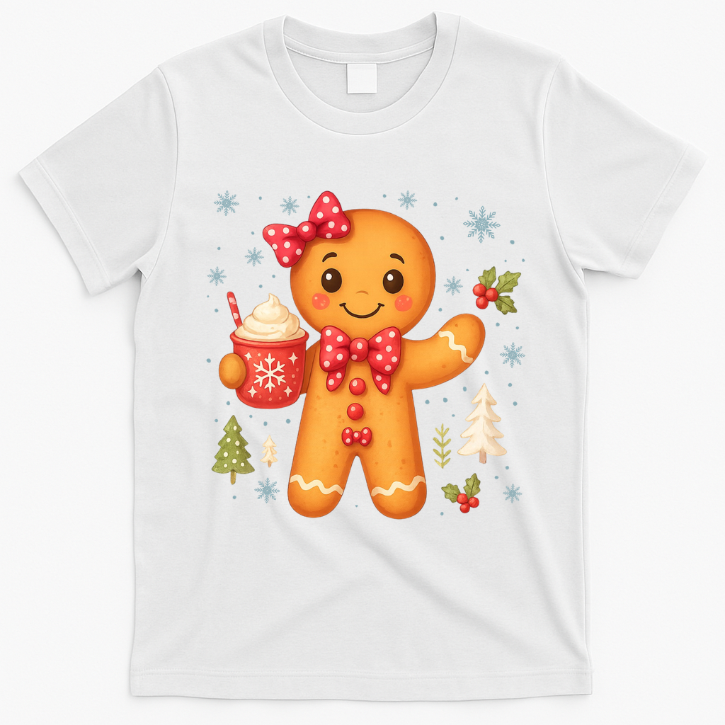 Cute Gingerbread Christmas Snow Cute Gifts T-Shirt - White