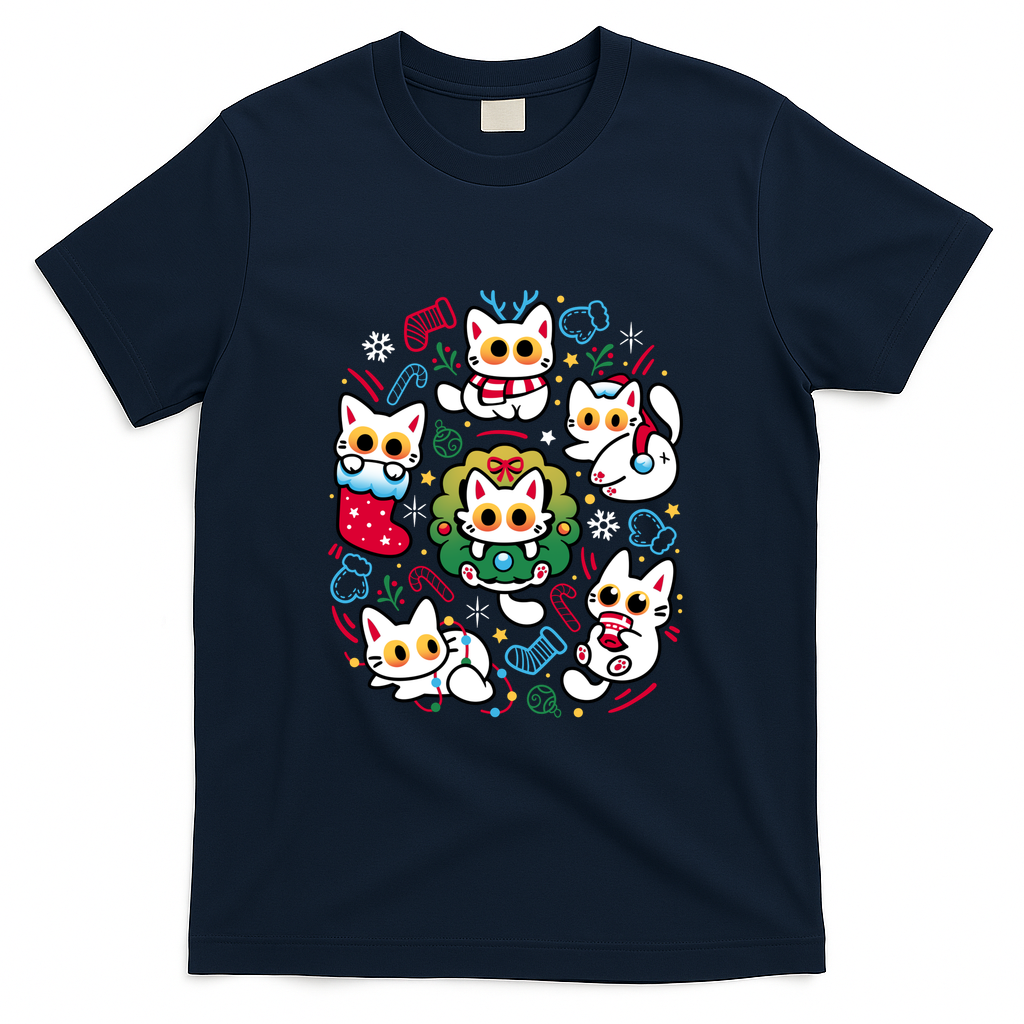 Cats Gone Christmas - Funny White Kittens - Navy