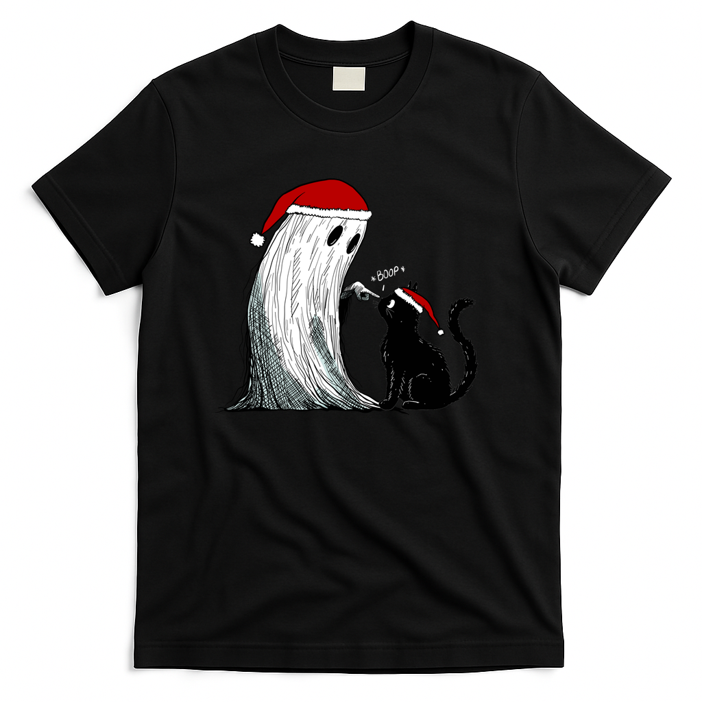 Christmas Ghost Doing A Boop - Black