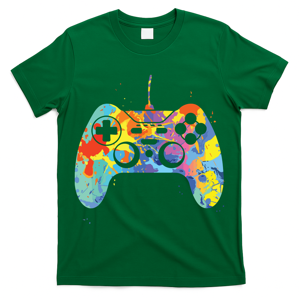 Colorful Gamer Graphic Gaming Controller Graphic T-Shirt