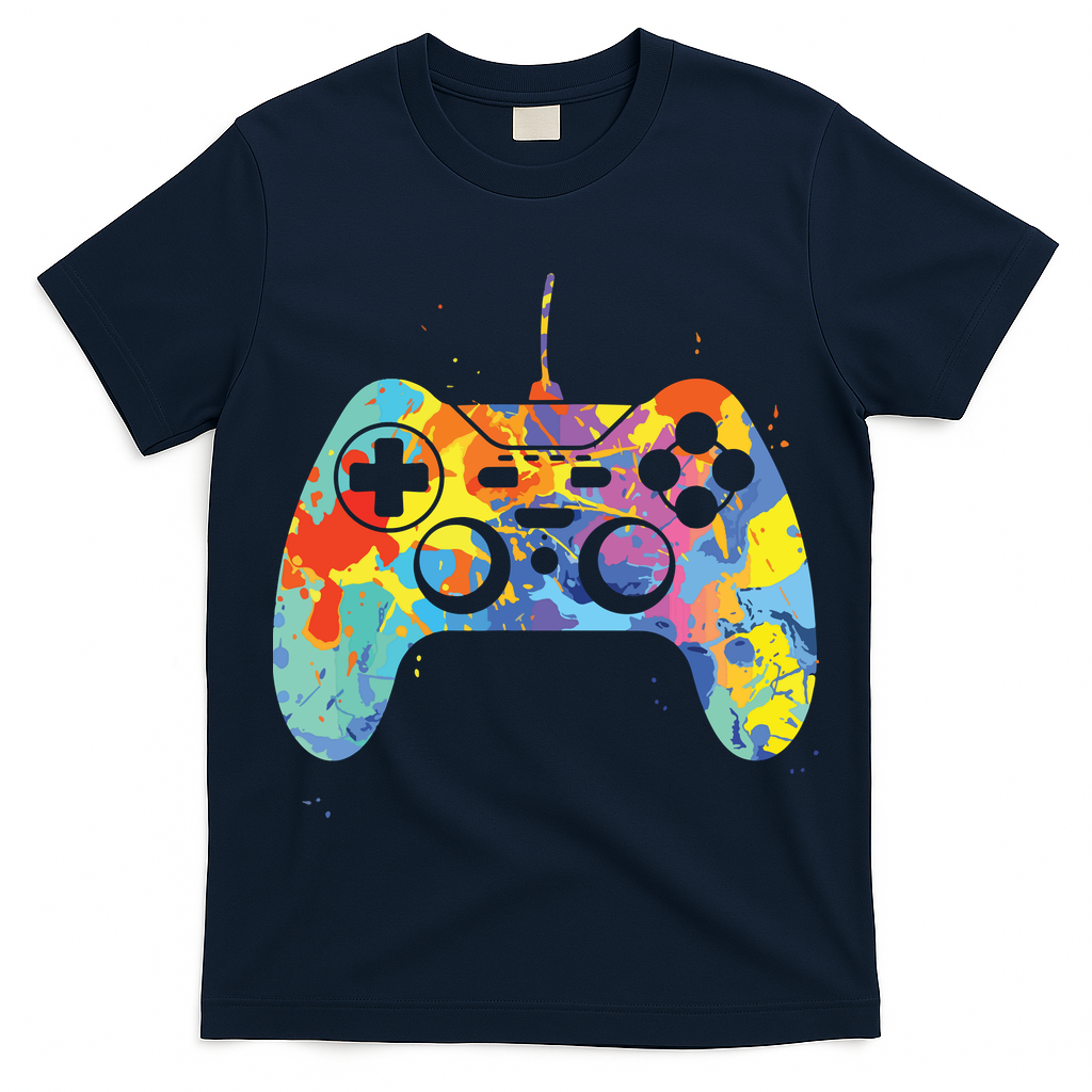 Colorful Gamer Graphic Gaming Controller Graphic T-Shirt