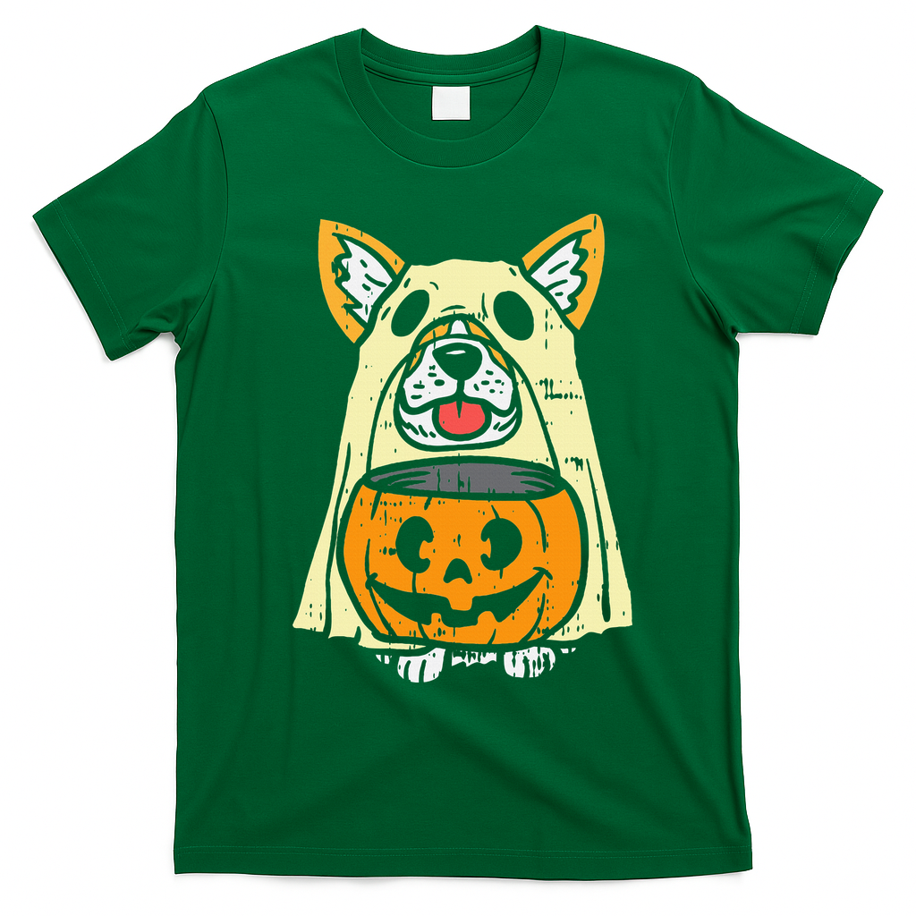 Corgi Ghost Halloween Costume for Dog Lovers T-Shirt - Irish Green