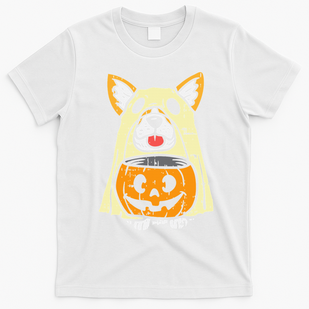 Corgi Ghost Halloween Costume for Dog Lovers T-Shirt - White