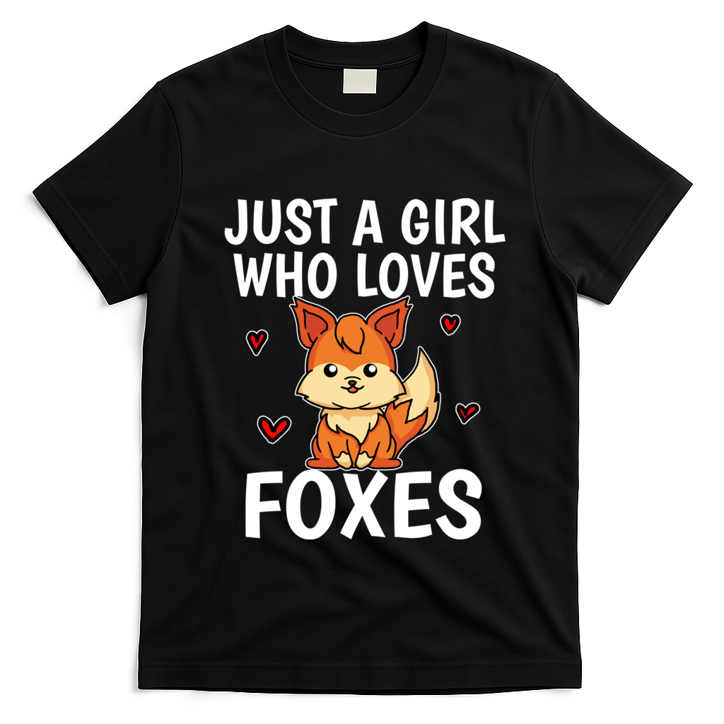 Cute Gift Just A Girl Who Loves Foxes Cute Fox Costume T-Shirt - Black