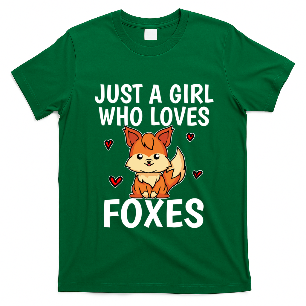 Cute Gift Just A Girl Who Loves Foxes Cute Fox Costume T-Shirt - Irish Green