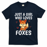 Cute Gift Just A Girl Who Loves Foxes Cute Fox Costume T-Shirt - Navy Blue
