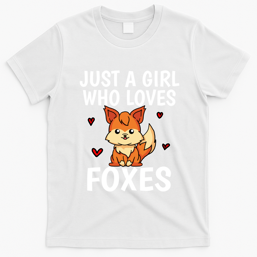 Cute Gift Just A Girl Who Loves Foxes Cute Fox Costume T-Shirt - White