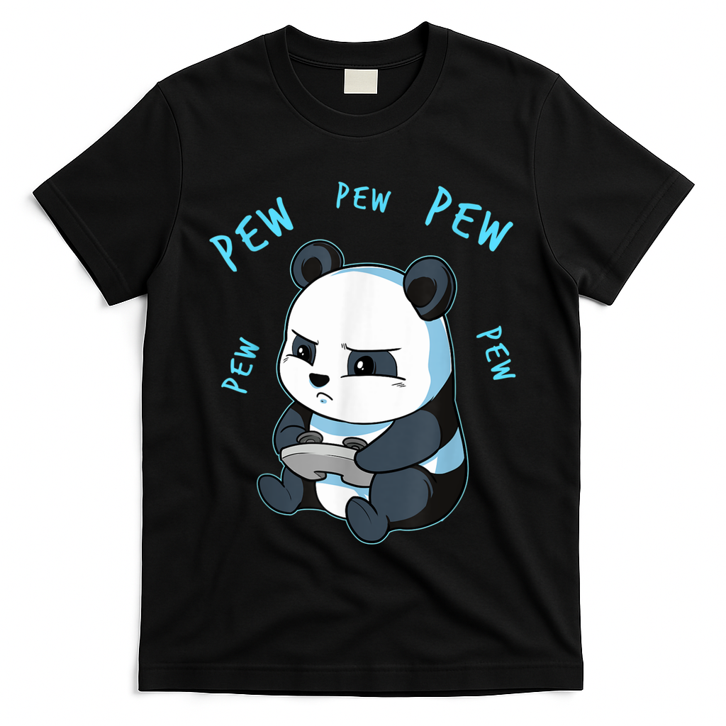 Cute Gaming Panda Pew Video Game Computer Player T-Shirt