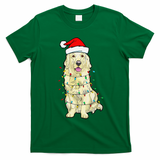 Cream Golden Retriever Dog Merry Xmas Christmas Lights T-Shirt - Irish Green