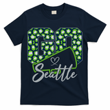 Cute Go Seattle Leopard Print Cheer Megaphone Football Fan T-Shirt