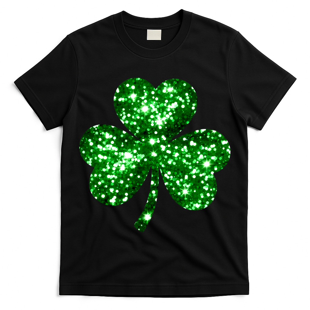 Cute Glittery St Patrick's Day Shamrock T-Shirt