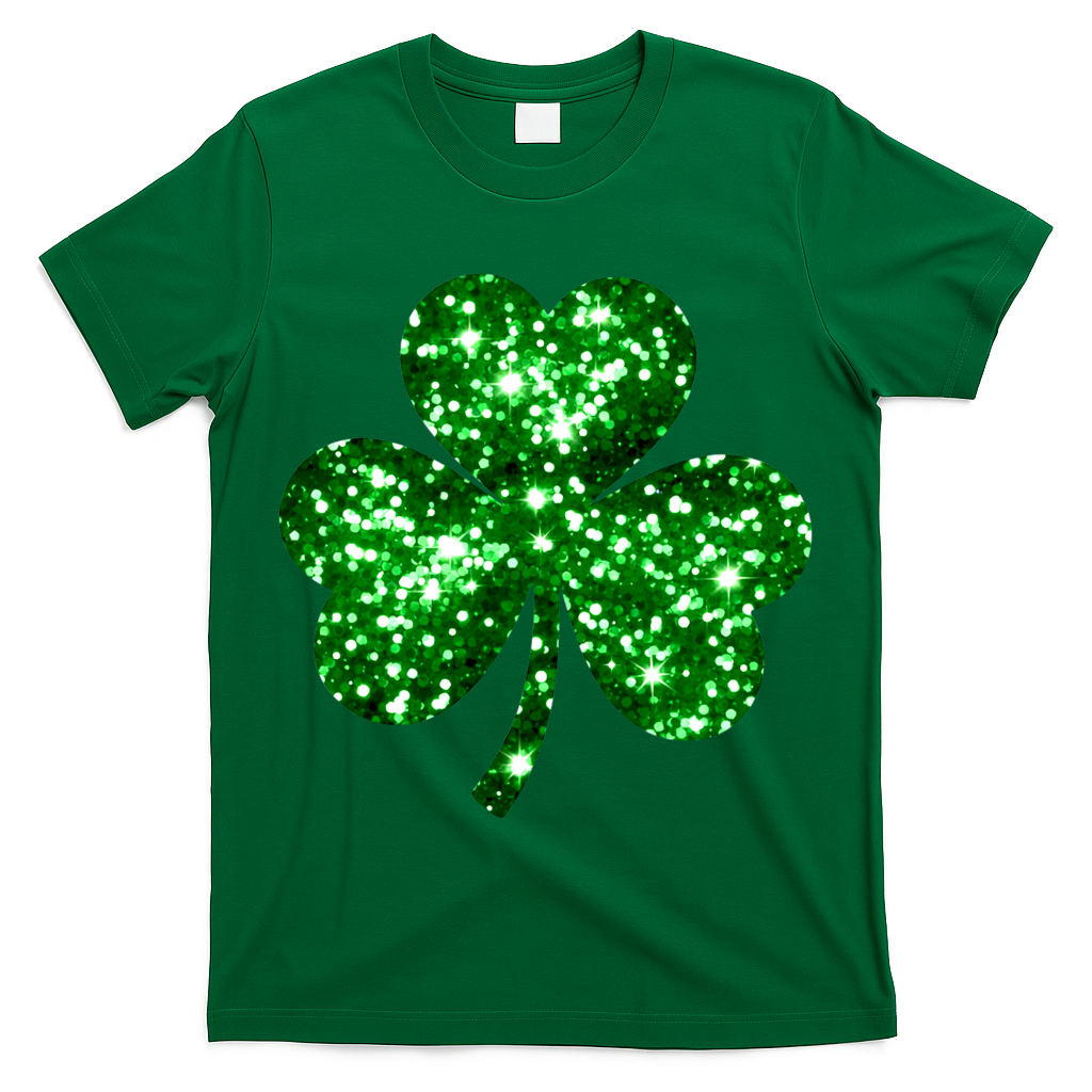 Cute Glittery St Patrick's Day Shamrock T-Shirt