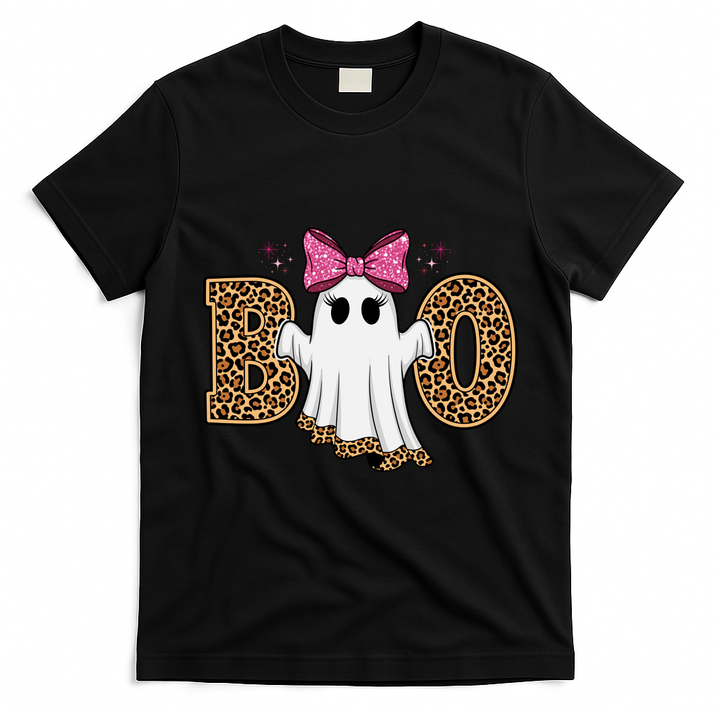 Cute Halloween Boo Ghost Vibes Spooky Season T-Shirt - Black