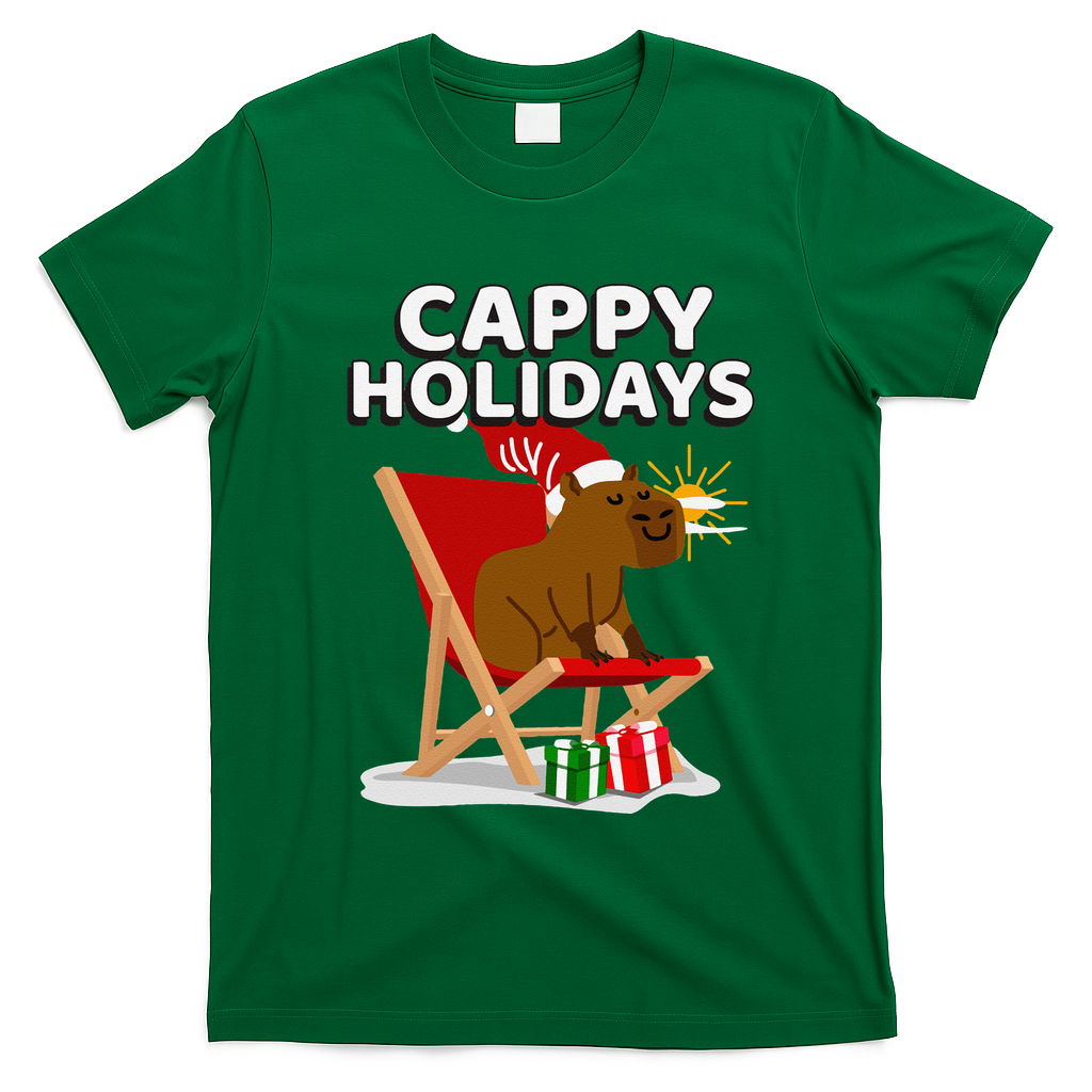Cappy Holidays Christmas Capybara Funny Capybara Christmas T-Shirt - Irish Green