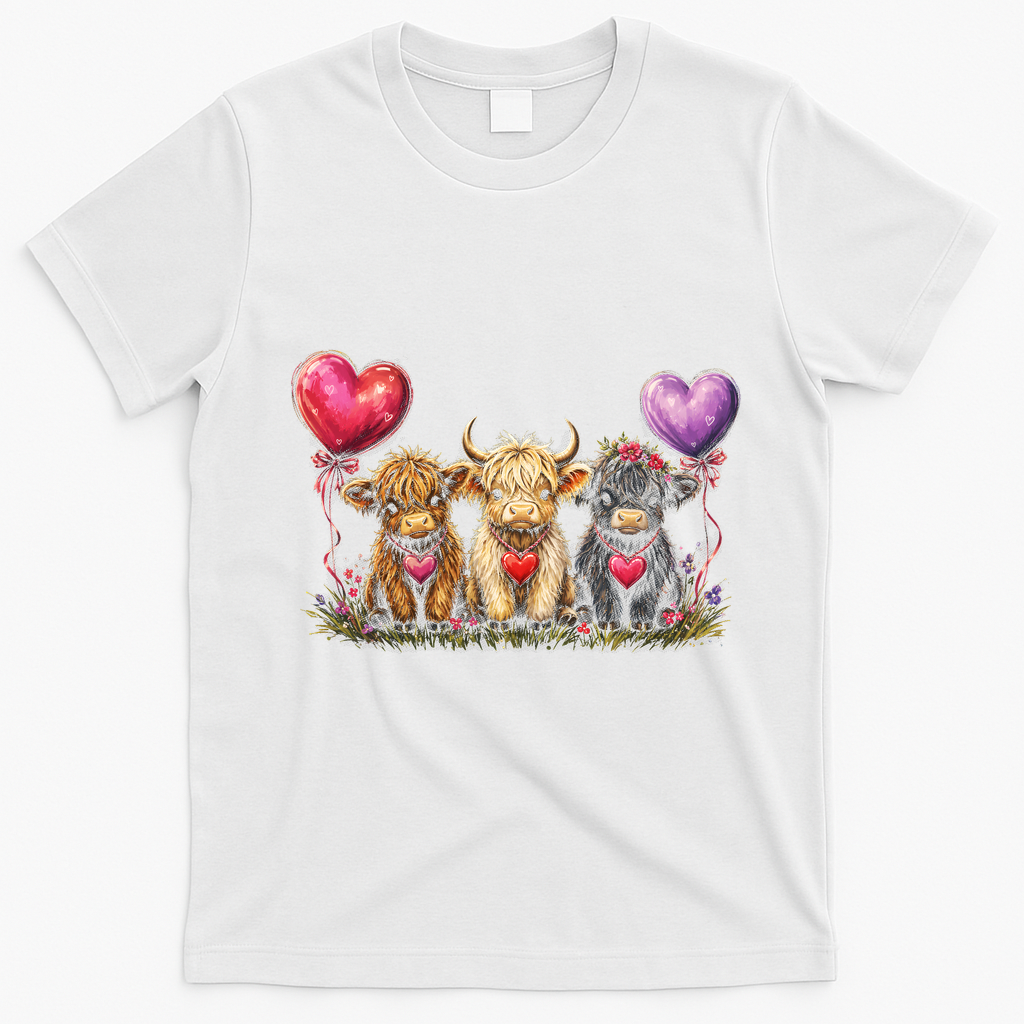 Cute Highland Cows T-Shirt - White