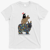 Christmas Hippo, Capybara, and Cat Stack - White