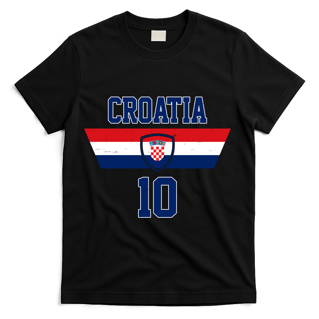 Croatia Hrvatska Flag Zagreb Croatian Soccer Jersey T-Shirt - Black