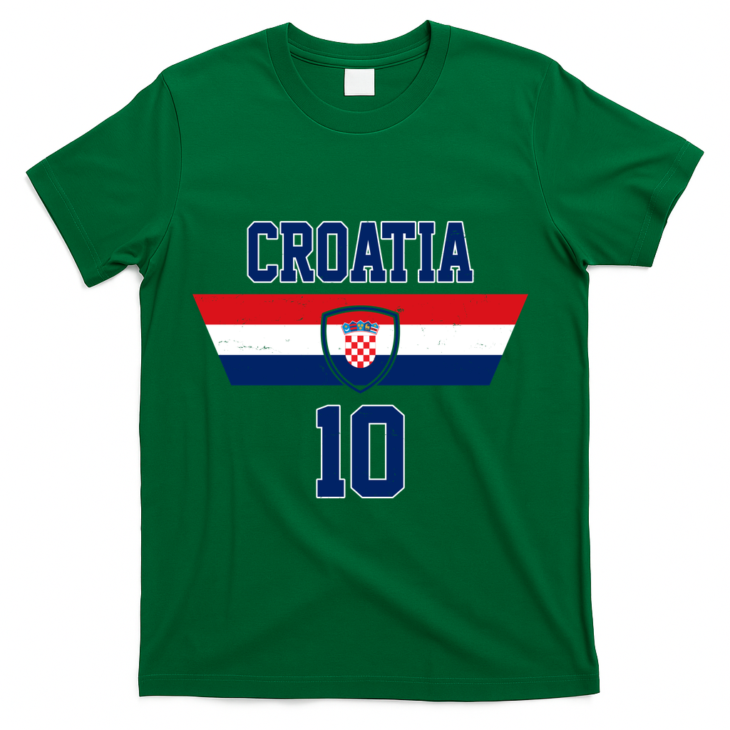 Croatia Hrvatska Flag Zagreb Croatian Soccer Jersey T-Shirt - Green