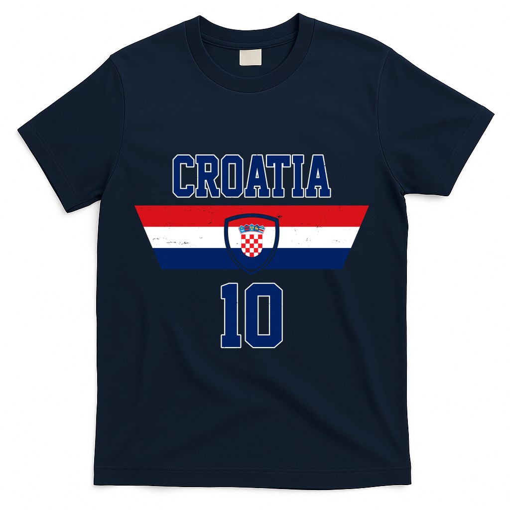 Croatia Hrvatska Flag Zagreb Croatian Soccer Jersey T-Shirt - Navy
