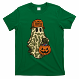 Camo Halloween Ghost Candy Hunter T-Shirt - Irish Green