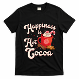 Cute Holiday Happiness Is Hot Cocoa Hot Chocolate T-Shirt - Black