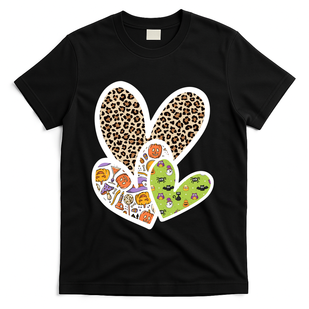 Cute Halloween Hearts Festive T-Shirt - Black