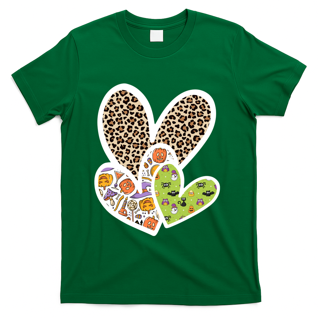 Cute Halloween Hearts Festive T-Shirt - Green