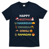 Christmas Hanukkah Kwanzaa Diwali Ramadan T-Shirt - Navy Blue