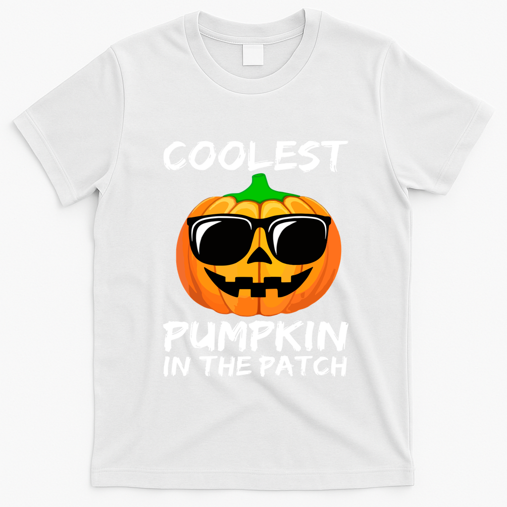 Cute Halloween Kids Coolest Pumpkin In The Patch Glasses Teens Gift T-Shirt - White